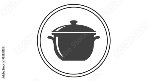 Black Silhouette of Cooking Pot Icon.
