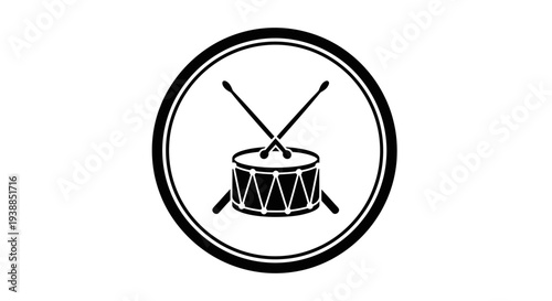 Drum and Drumsticks Icon Simple Design.