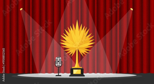 An iconic representation of the prestigious Palme d'Or trophy, symbolizing excellence in cinema at the Cannes Film Festival. 