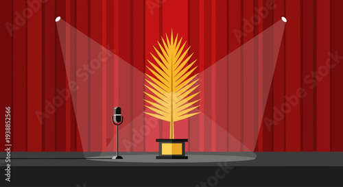 An iconic representation of the prestigious Palme d'Or trophy, symbolizing excellence in cinema at the Cannes Film Festival. 