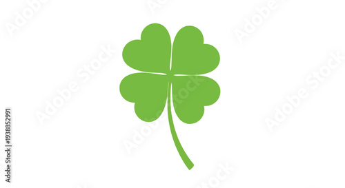 Simple green four-leaf clover illustration symbolizing good luck and fortune on transparent background for various design uses