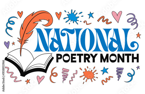 NATIONAL POETRY MONTH vector illustration isolated on white background