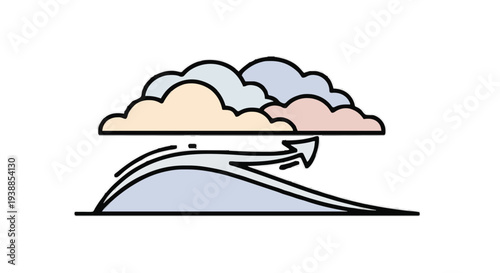 The dynamic interplay of air currents and geographical elevation forming clouds, representing the scientific principle of atmospheric lift in natural weather phenomena