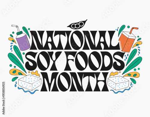 Healthy Soy Food Vector Illustration, Plant-Based Nutrition Concept