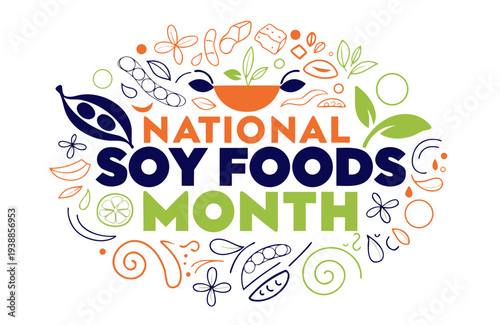 Healthy Soy Food Vector Illustration, Plant-Based Nutrition Concept