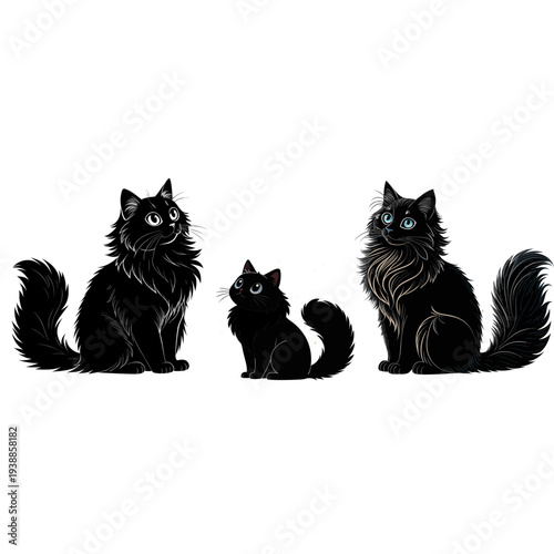 Minimalist Black Silhouette of Cute Sitting Ragdoll Cat for Aesthetic Design