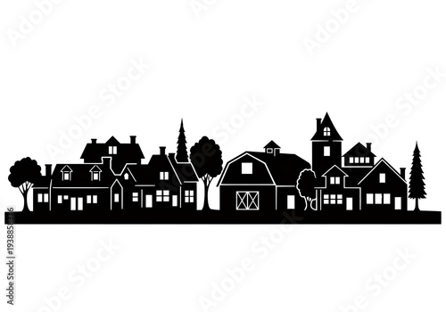 Black Silhouette Village Sc...