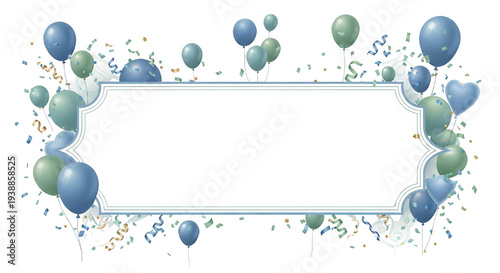 Blue Green Balloons Confett...