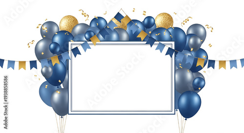 Blue Gold Balloons Festive ...