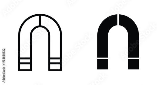 A simple illustration of two horseshoe magnets with different colors and styles on a white background