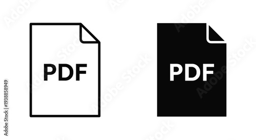 Two PDF icons in black and white are shown side by side on a plain background
