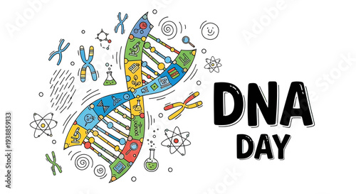 Colorful DNA Double Helix Structure Illustration.