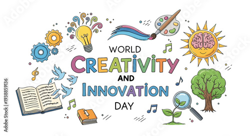 Colorful Creativity and Innovation Day Illustration.