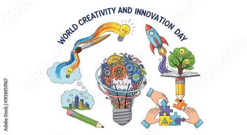 Colorful Illustration of Creative Ideas and Innovation.