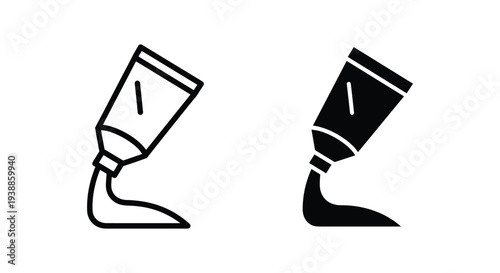 A simple black and white illustration of two paint tubes with squeezed out paint