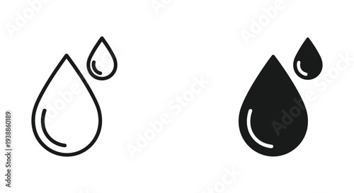 A simple illustration of water droplets in black and white