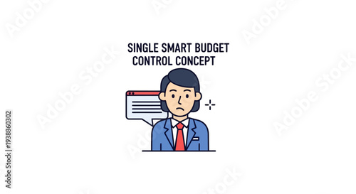 Corporate budget management concept featuring professional female character