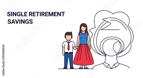 Family retirement savings plan featuring mother and child figures