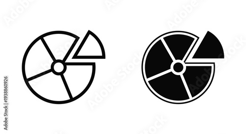 Two black and white pie charts with sections on a plain white background