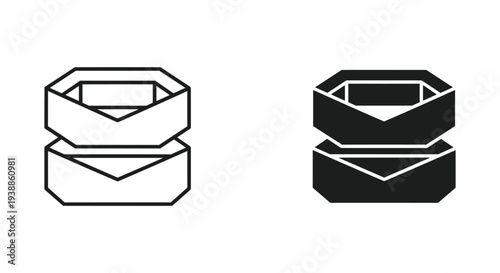 A set of modern envelope icons in black and white on a clean background