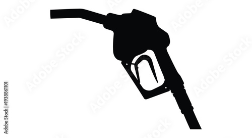 Tableau sur toile Silhouette of a black gas pump nozzle against a stark white background