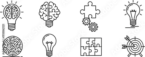 Creative thinking and problem solving icons