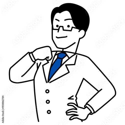 胸を張る医師の男性