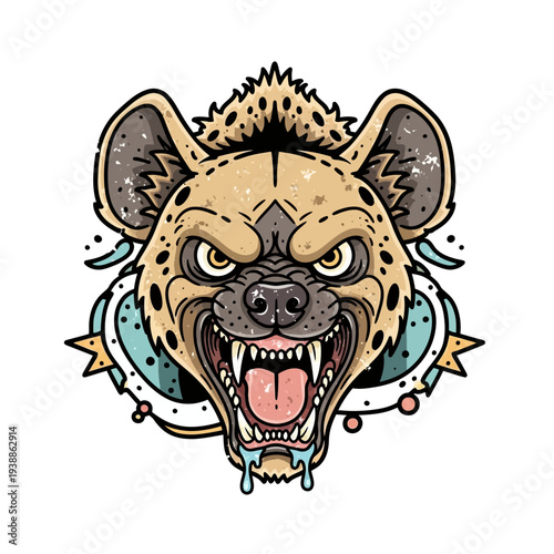 Aggressive Hyena Head Tattoo Design