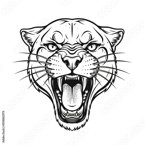 Aggressive Panther Head Tattoo Design