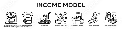 Income Model web banner icon illustration concept