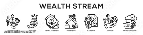 Wealth Stream web banner icon illustration concept