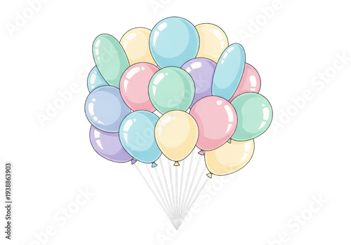 Pastel Balloons Floating Ce...