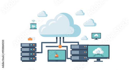 Cloud Computing Network System Servers Data Storage.