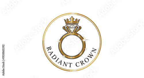 Golden Ring with Crown Logo Design.
