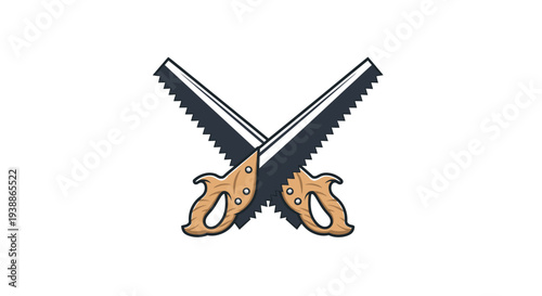 Two Saws with Golden Handles Crossing.