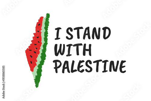 Palestine map with watermelon illustration sticker design