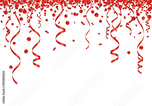Red Confetti Streamers Fall...