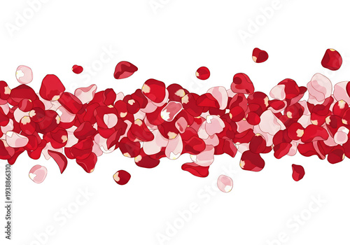 Wallpaper Mural Red Rose Petals Falling Border Realistic Photo Background Torontodigital.ca