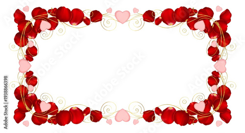 Wallpaper Mural Red Rose Petals Heart Frame Golden Sparkles Isolated Transparent Background Torontodigital.ca