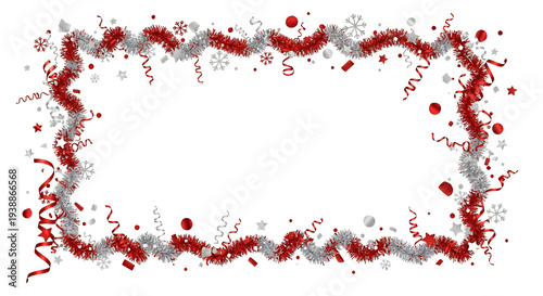 Red Silver Confetti Border ...