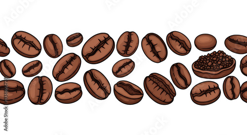 Wallpaper Mural Roasted Coffee Beans Border Seamless Pattern Pixel Art Torontodigital.ca