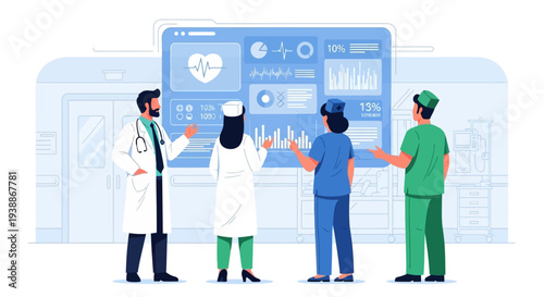 Medical Professionals Discussing Patient Data on Screen.