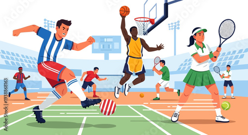 Multi Sport Athletes in Action on Court.