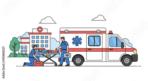 Paramedics Transporting Patient to Ambulance.