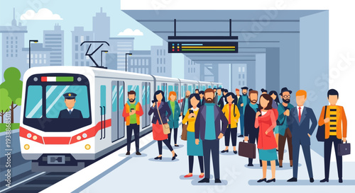 People Waiting at Train Station Platform.