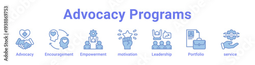 Advocacy Programs Icon Banner and Collection