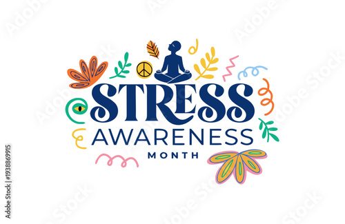 Mental Health and Stress Relief Vector, Stress Awareness Month Illustration