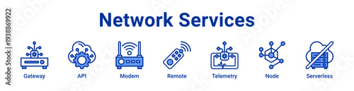 Network Services Icon Banner and Collection