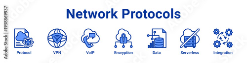 Network Protocols Icon Banner and Collection