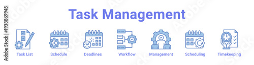 Task Management Icon Banner and Collection